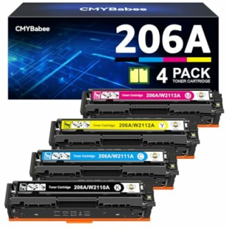 CMYBabee 206A toner cartridge 4 pack with cyan, yellow, magenta, and black cartridges.