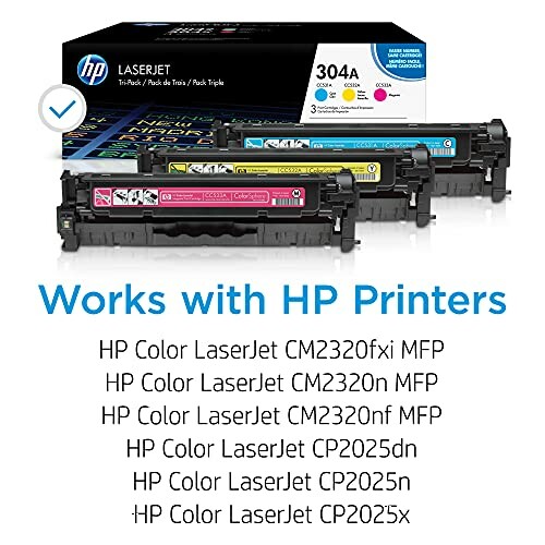 HP LaserJet 304A toner cartridges compatible with various HP printers.