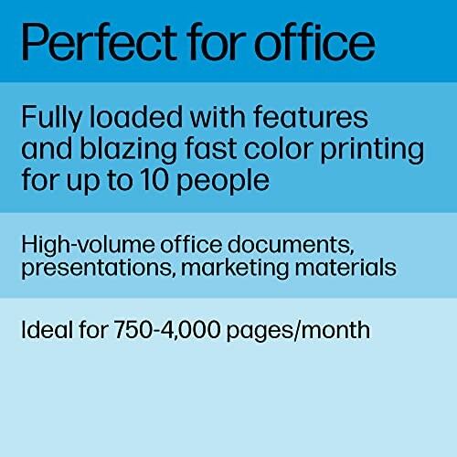 Office printer features for high-volume printing and 10 users.